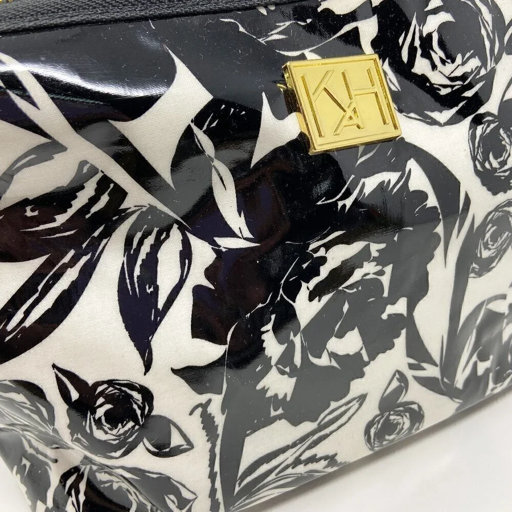ANNA GRIFFIN | Set of 2 Black White Floral Cosmetic Bags Coated Cotton